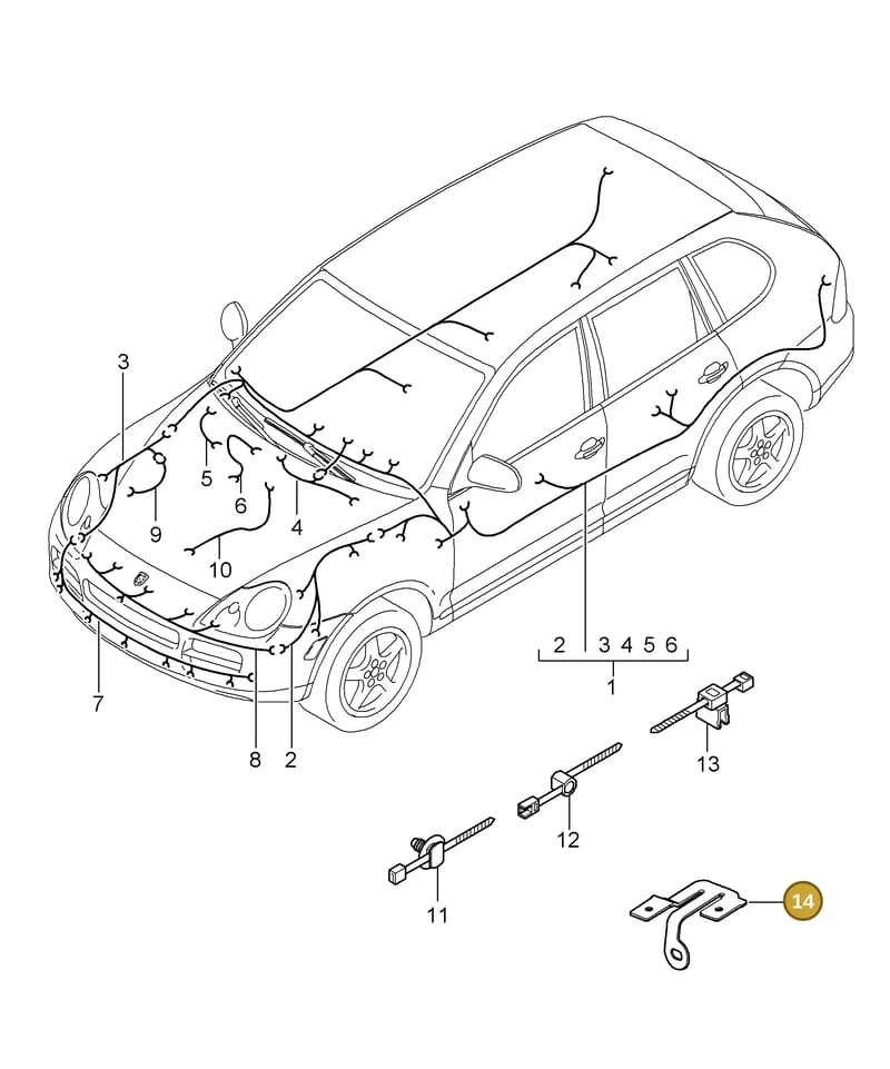 95561293200 — Porsche Cayenne (2002-2006) diagram p24902010, position 14