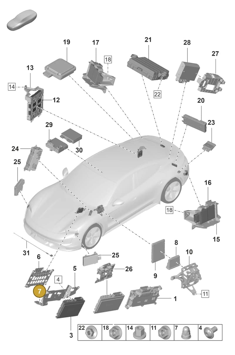95561841921 — Porsche Taycan Sport Turismo (2019-2024) diagram p56901040, position 7