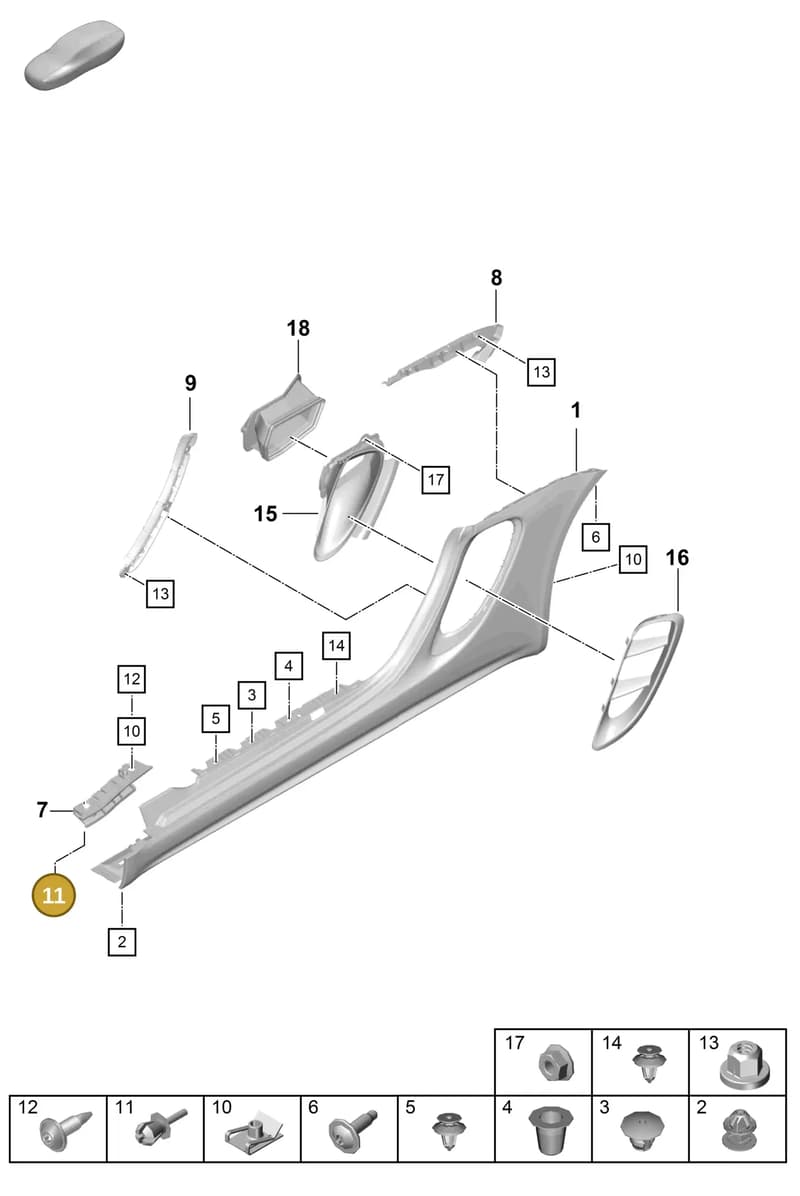 95561862500 — Porsche Boxster Spyder (2019-2020) diagram p54801900, position 11