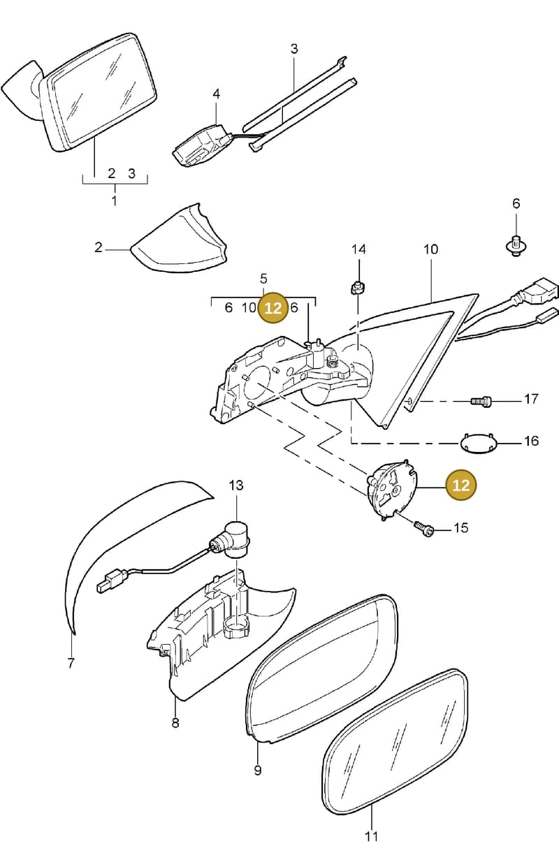 95562404801 — Porsche Cayenne (2002-2006) diagram p24809030, position 12