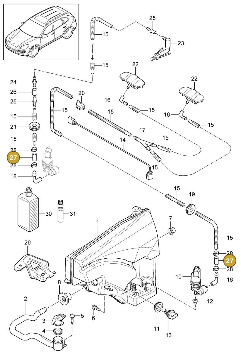 95562822500 — Porsche Cayenne (2010-2018) diagram p37904010, position 27