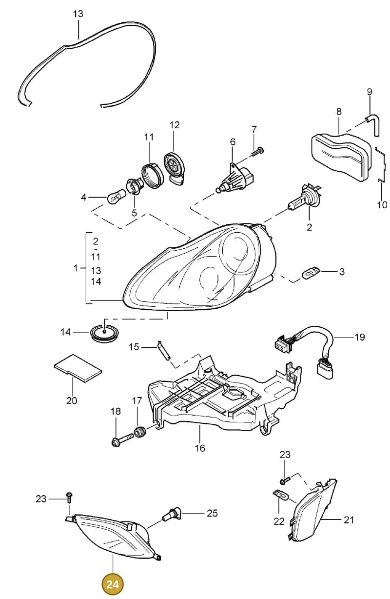 95563116300 — Porsche Cayenne (2002-2006) diagram p24905000, position 24+28