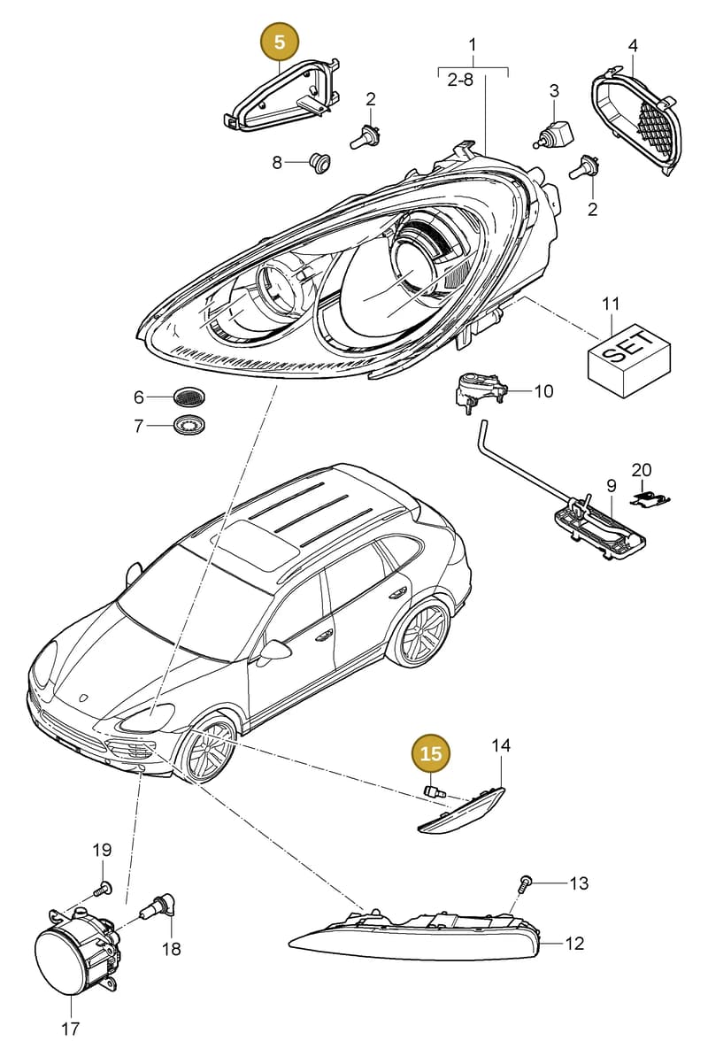95563121500 — Porsche Cayenne (2010-2018) diagram p37905000, position 5+15