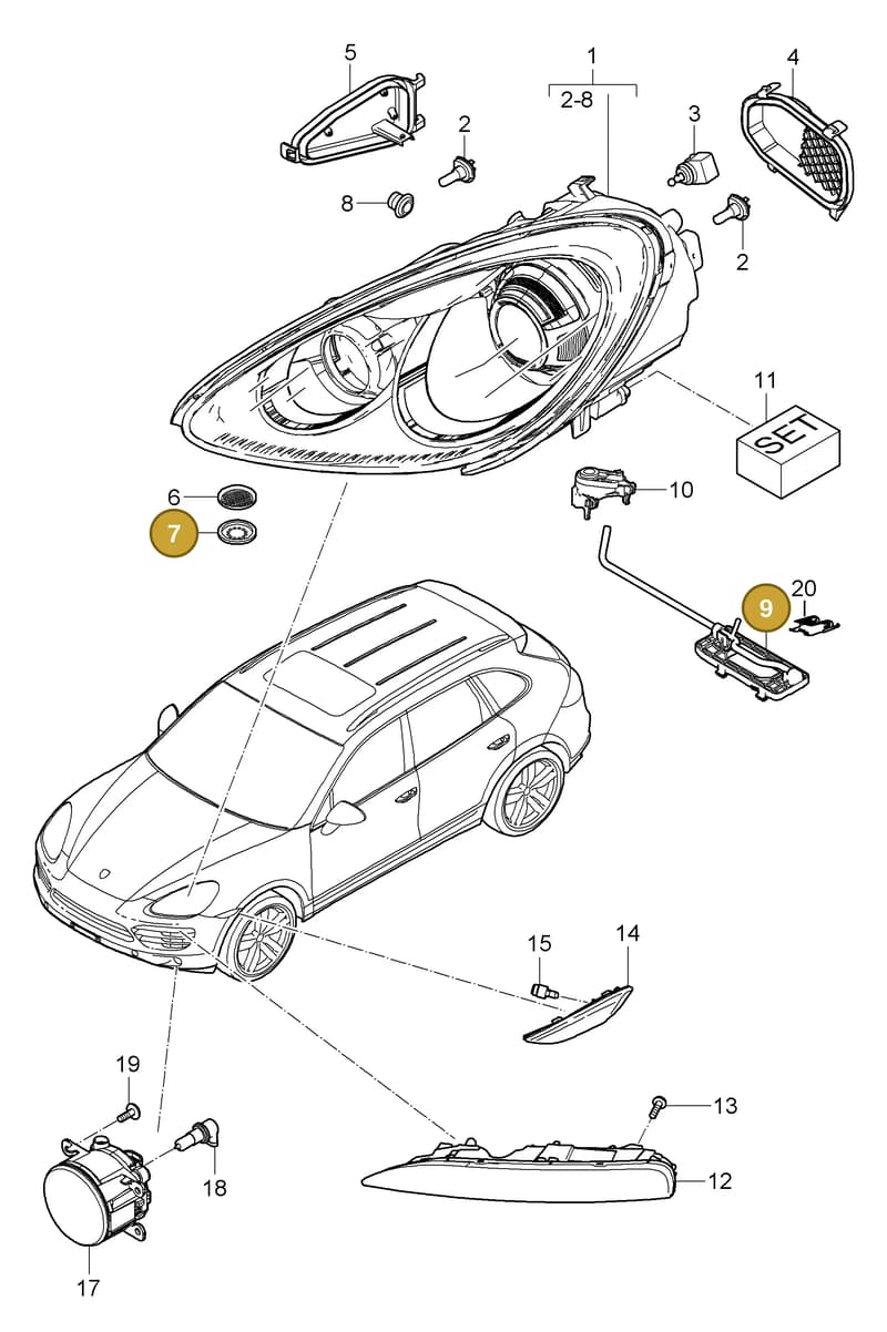 95563125500 — Porsche Cayenne (2010-2018) diagram p37905000, position 7+9