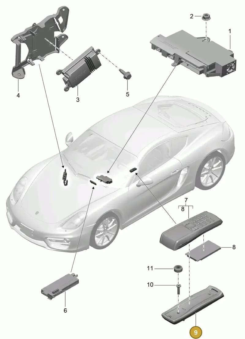 95564621400 — Porsche Cayman (2013-2016) diagram p40911010, position 9