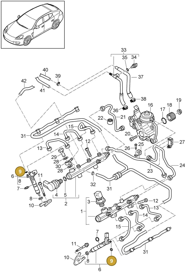 95800748010 — Porsche Panamera (2009-2016) diagram p35107040, position 9
