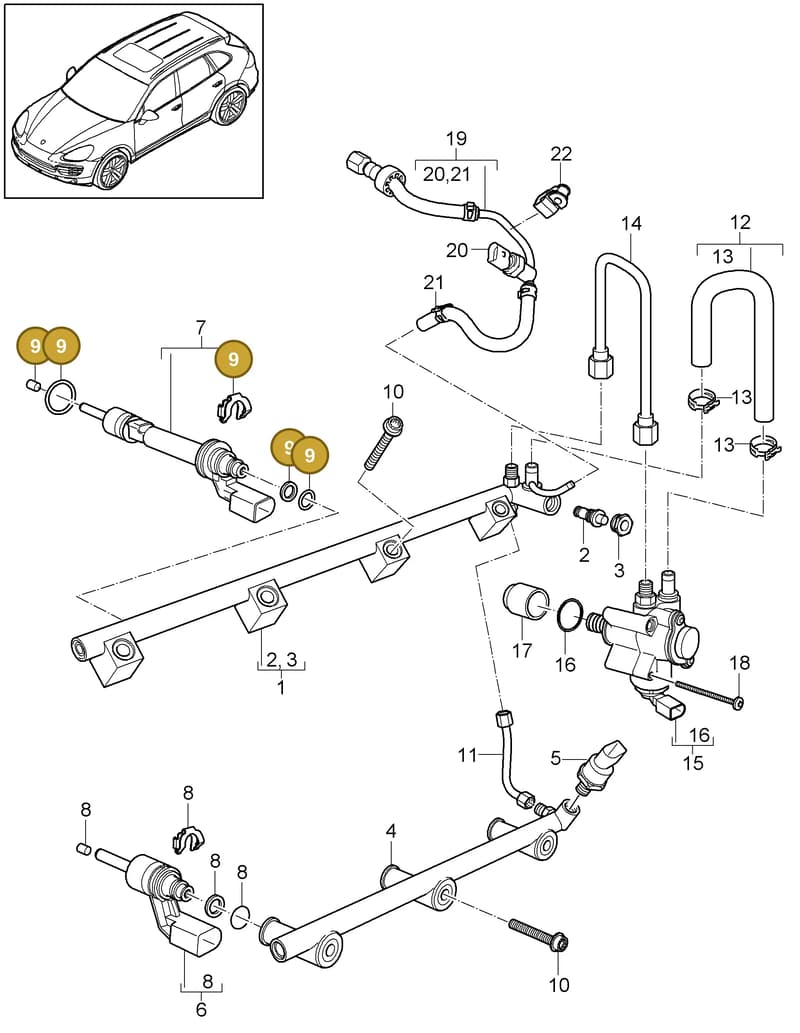 95800748010 — Porsche Cayenne (2010-2018) diagram p37107030, position 9