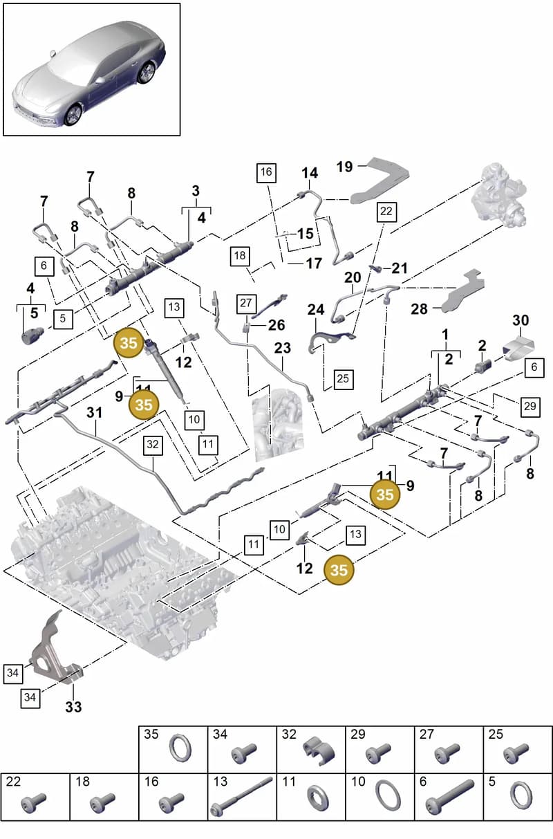 95800748010 — Porsche Panamera (2016-2020) diagram p49107010, position 35