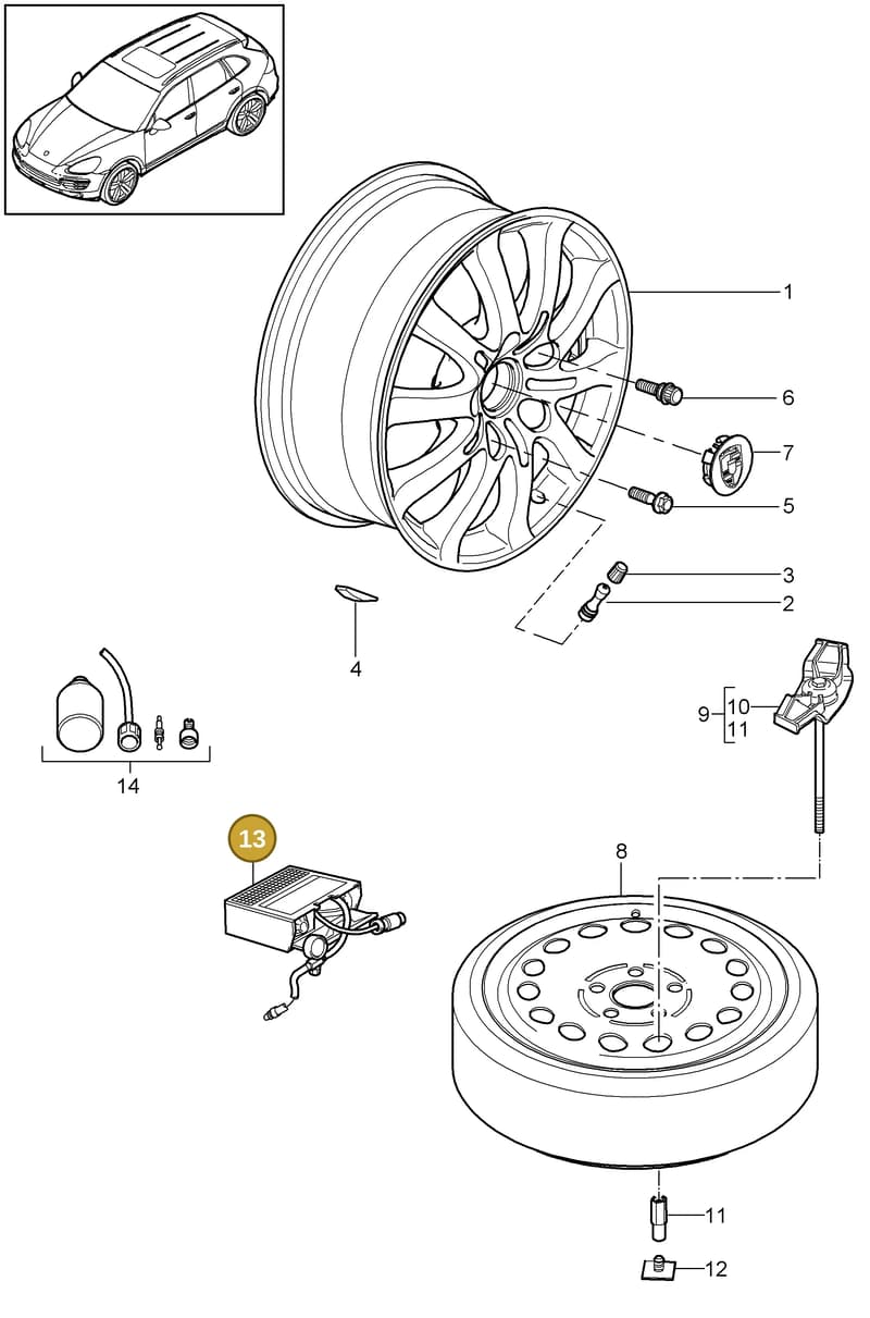 958012617 — Porsche Cayenne (2010-2018) diagram p37601000, position 13