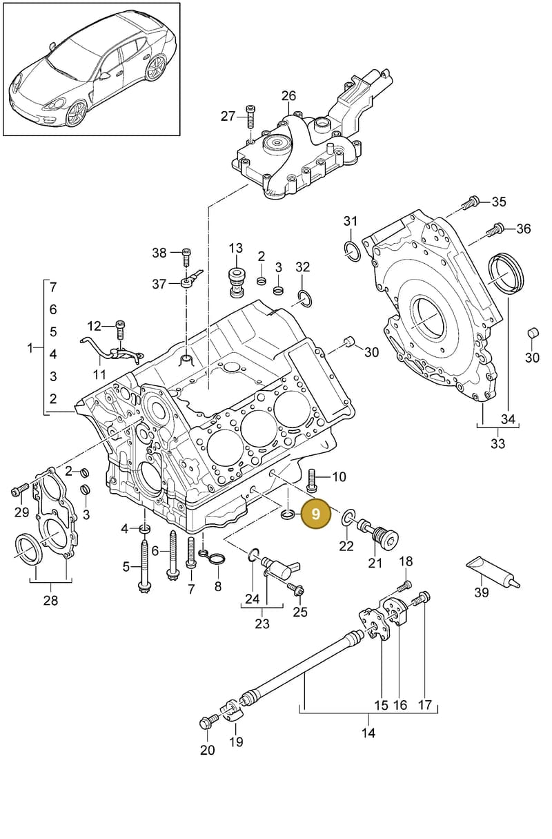 95810101740 — Porsche Panamera (2009-2016) diagram p35101050, position 9