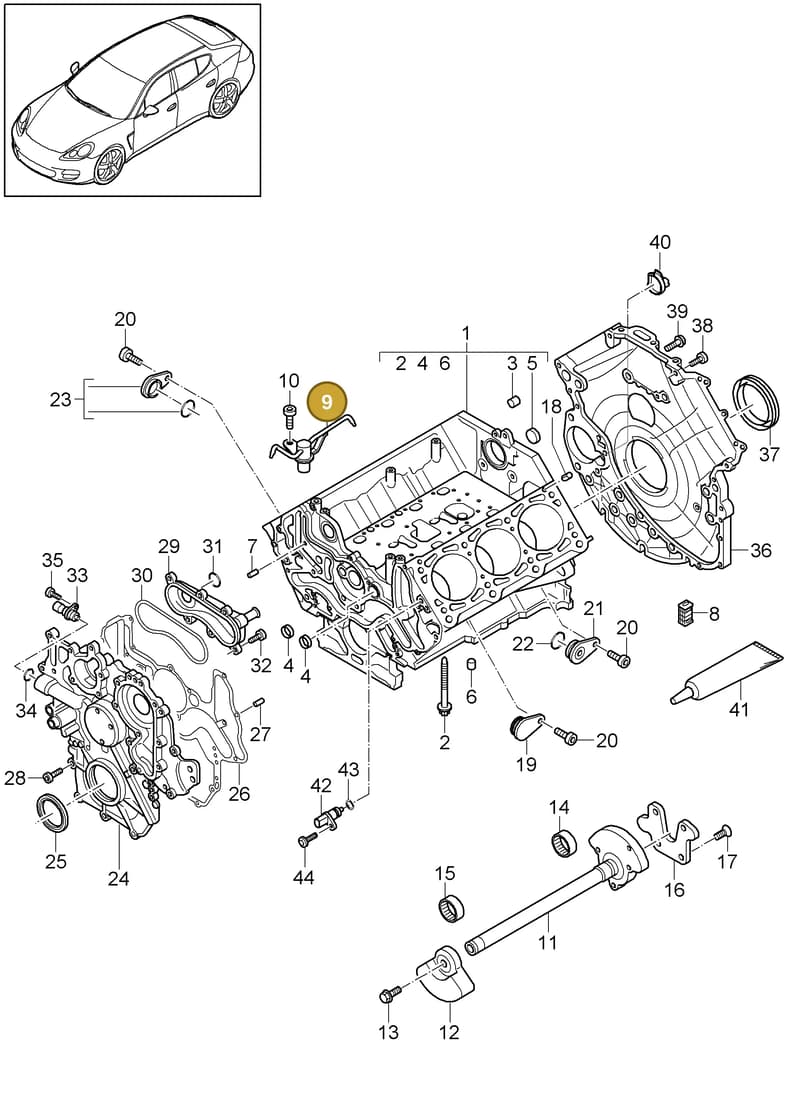 95810101740 — Porsche Panamera (2009-2016) diagram p35101055, position 9