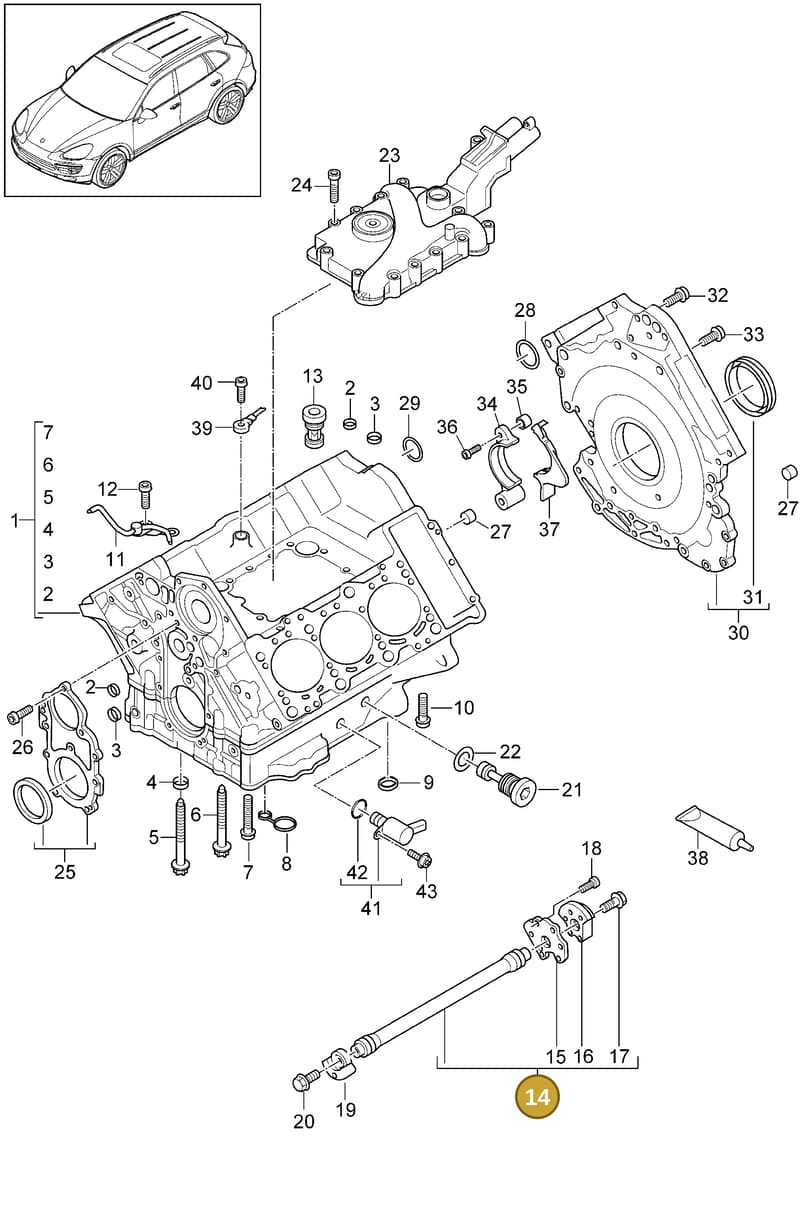 95810102500 — Porsche Cayenne (2010-2018) diagram p37101070, position 14