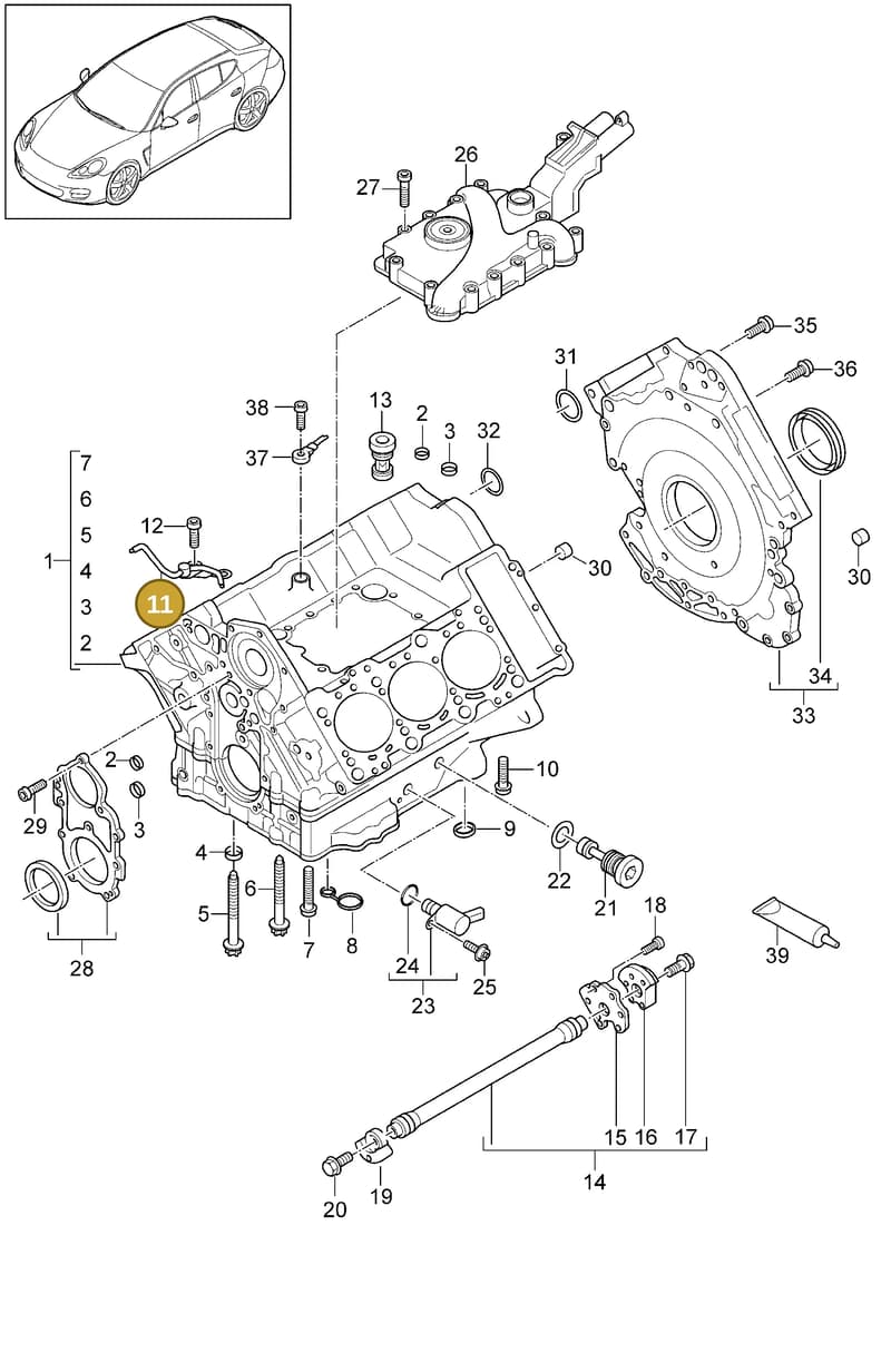 95810102511 — Porsche Panamera (2009-2016) diagram p35101050, position 11