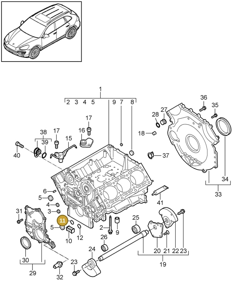 95810102511 — Porsche Cayenne (2010-2018) diagram p37101060, position 11