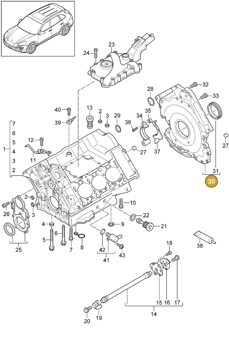 95810107123 — Porsche Cayenne (2010-2018) diagram p37101070, position 30