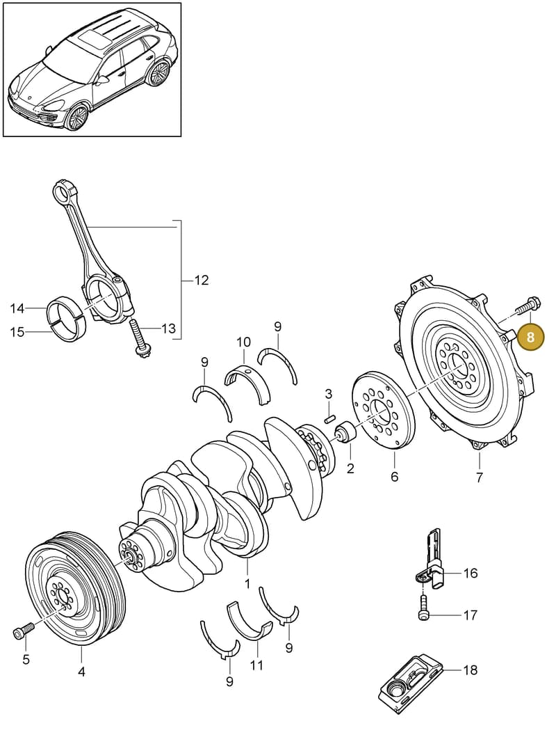 95810124114 — Porsche Cayenne (2010-2018) diagram p37102030, position 8