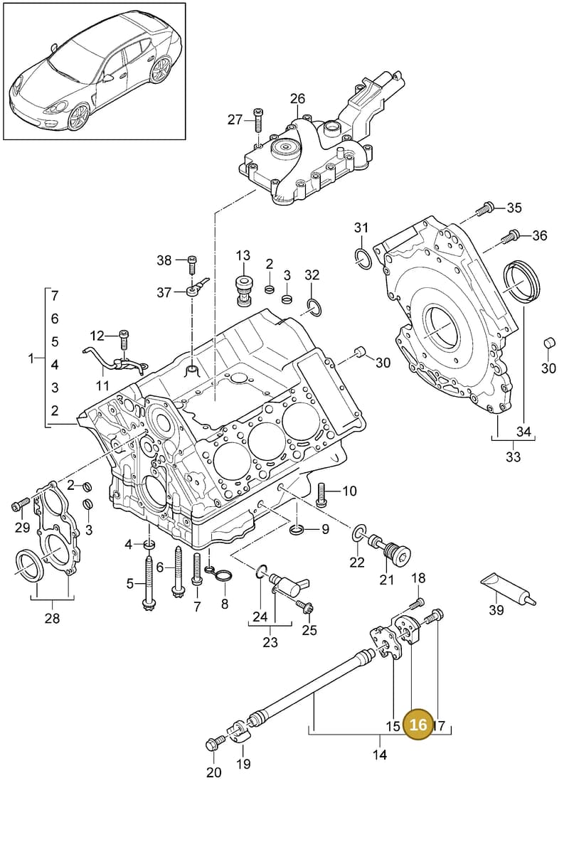 95810133100 — Porsche Panamera (2009-2016) diagram p35101050, position 16