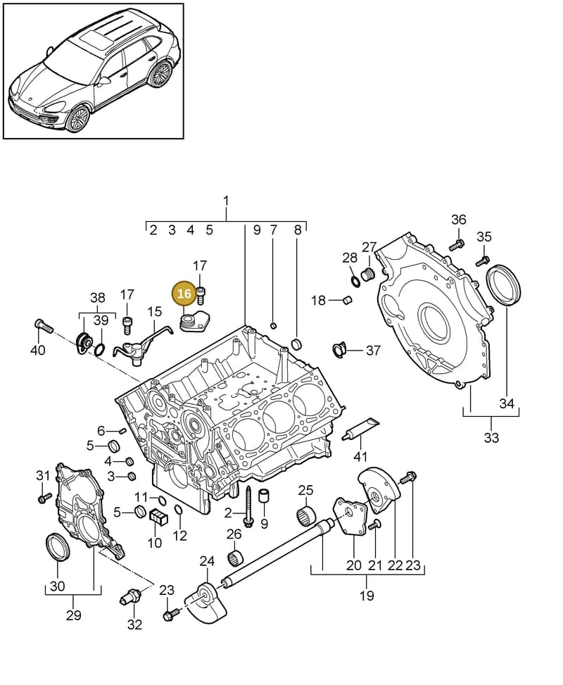 95810140701 — Porsche Cayenne (2010-2018) diagram p37101060, position 16