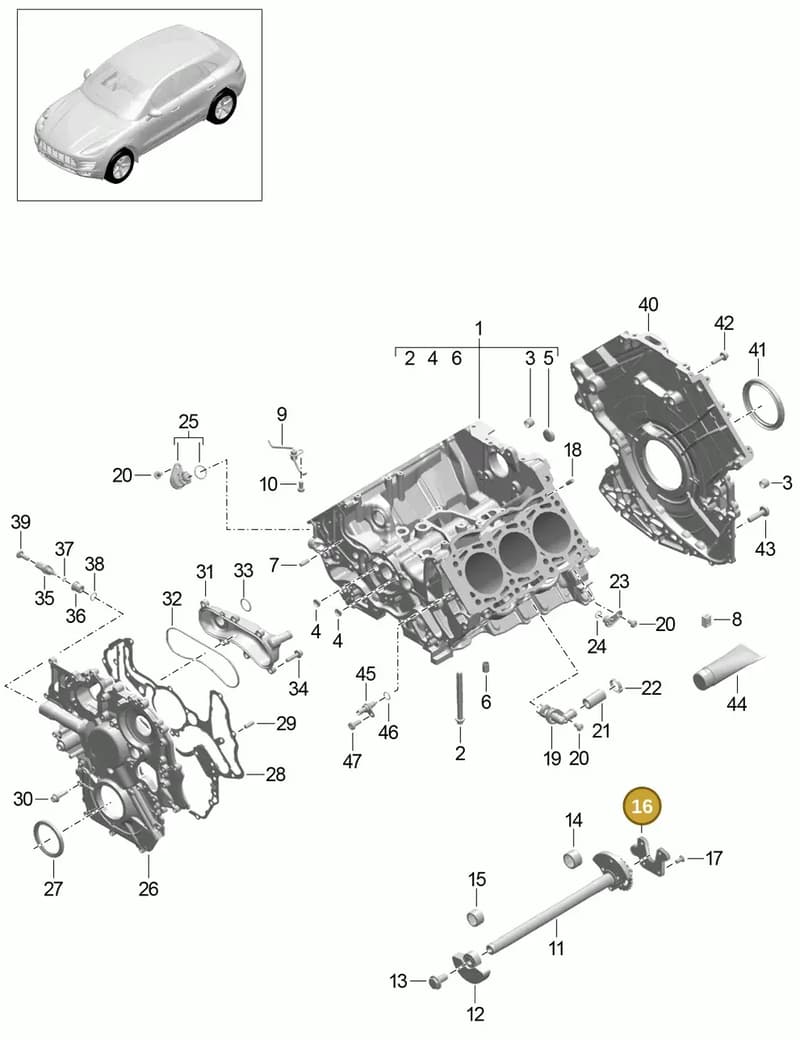 95810140701 — Porsche Macan (2013-2018) diagram p44101040, position 16