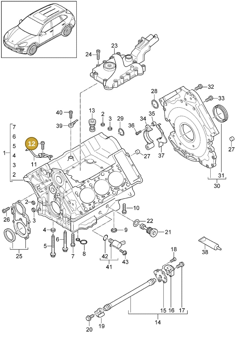 95810168860 — Porsche Cayenne (2010-2018) diagram p37101070, position 12