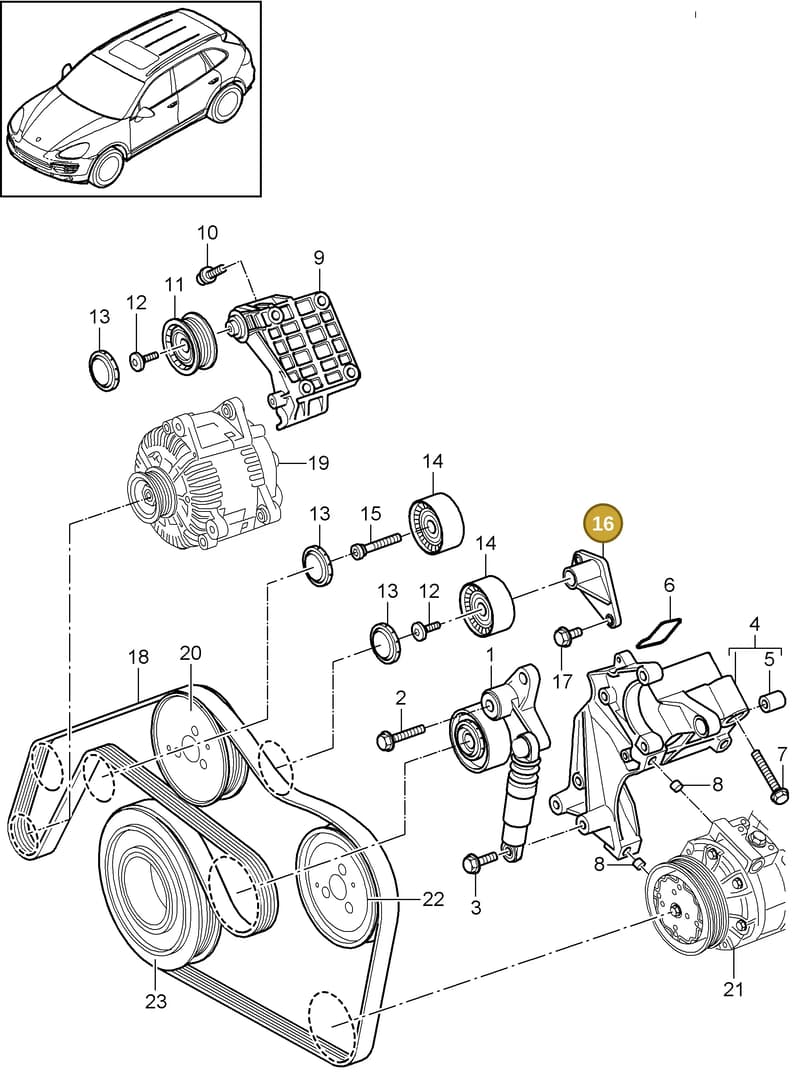 95810221610 — Porsche Cayenne (2010-2018) diagram p37102090, position 16