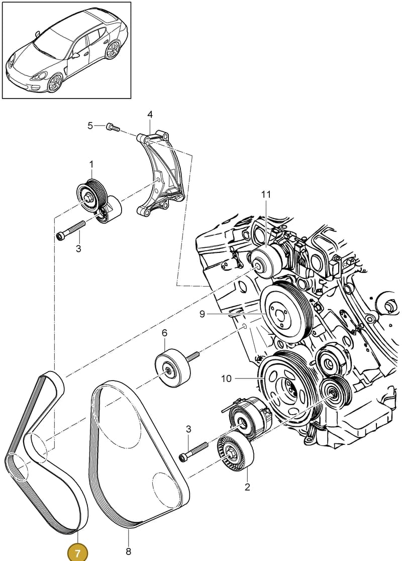 95810225100 — Porsche Panamera (2009-2016) diagram p35102080, position 7