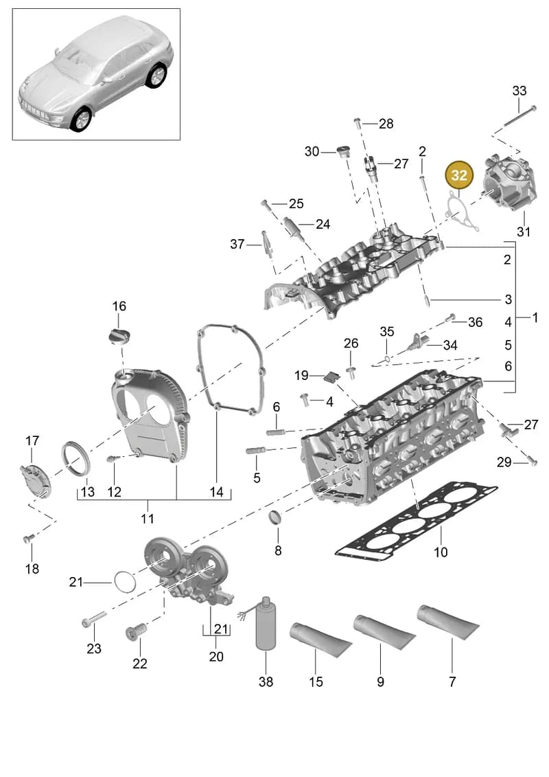 95810312100 — Porsche Macan (2013-2018) diagram p44103010, position 32