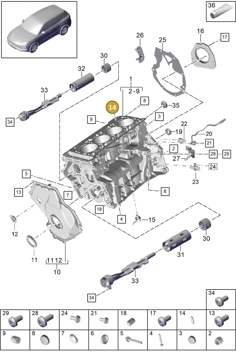 95810313900 — Porsche Cayenne (2017-2023) diagram p51101060, position 14