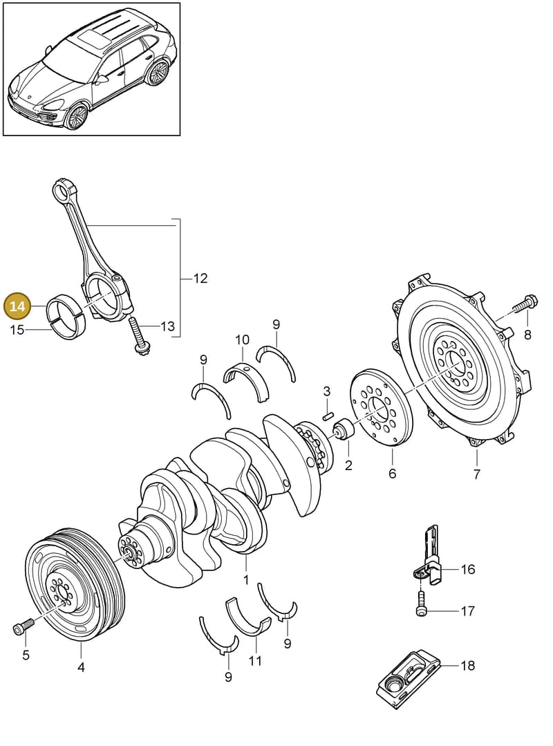 95810321003 — Porsche Cayenne (2010-2018) diagram p37102030, position 14