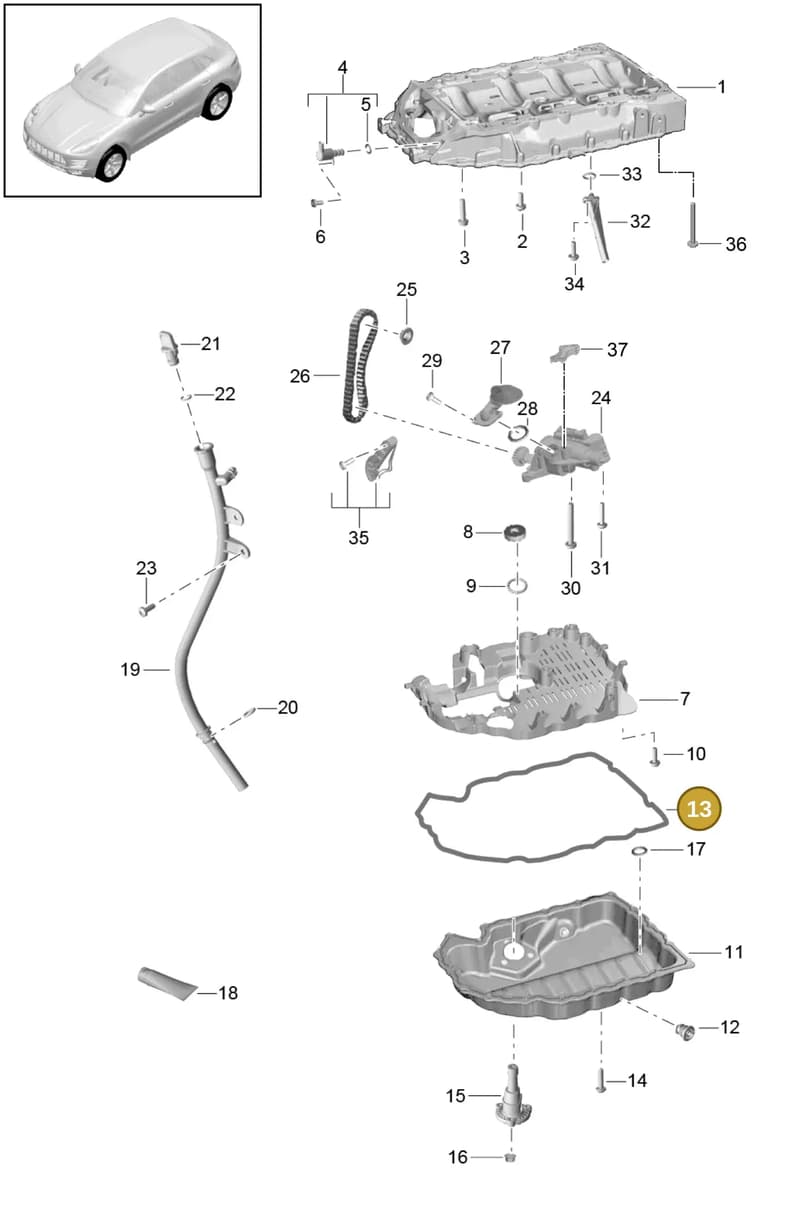 95810364911 — Porsche Macan (2013-2018) diagram p44104080, position 13