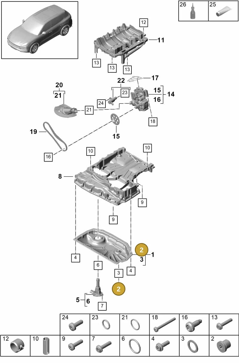 95810380100 — Porsche Cayenne (2017-2023) diagram p51104030, position 2