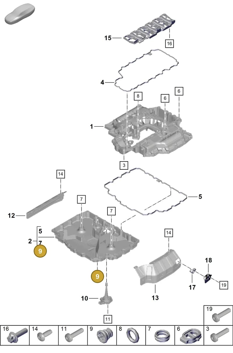 95810380100 — Porsche Boxster Spyder (2019-2020) diagram p55104050, position 9
