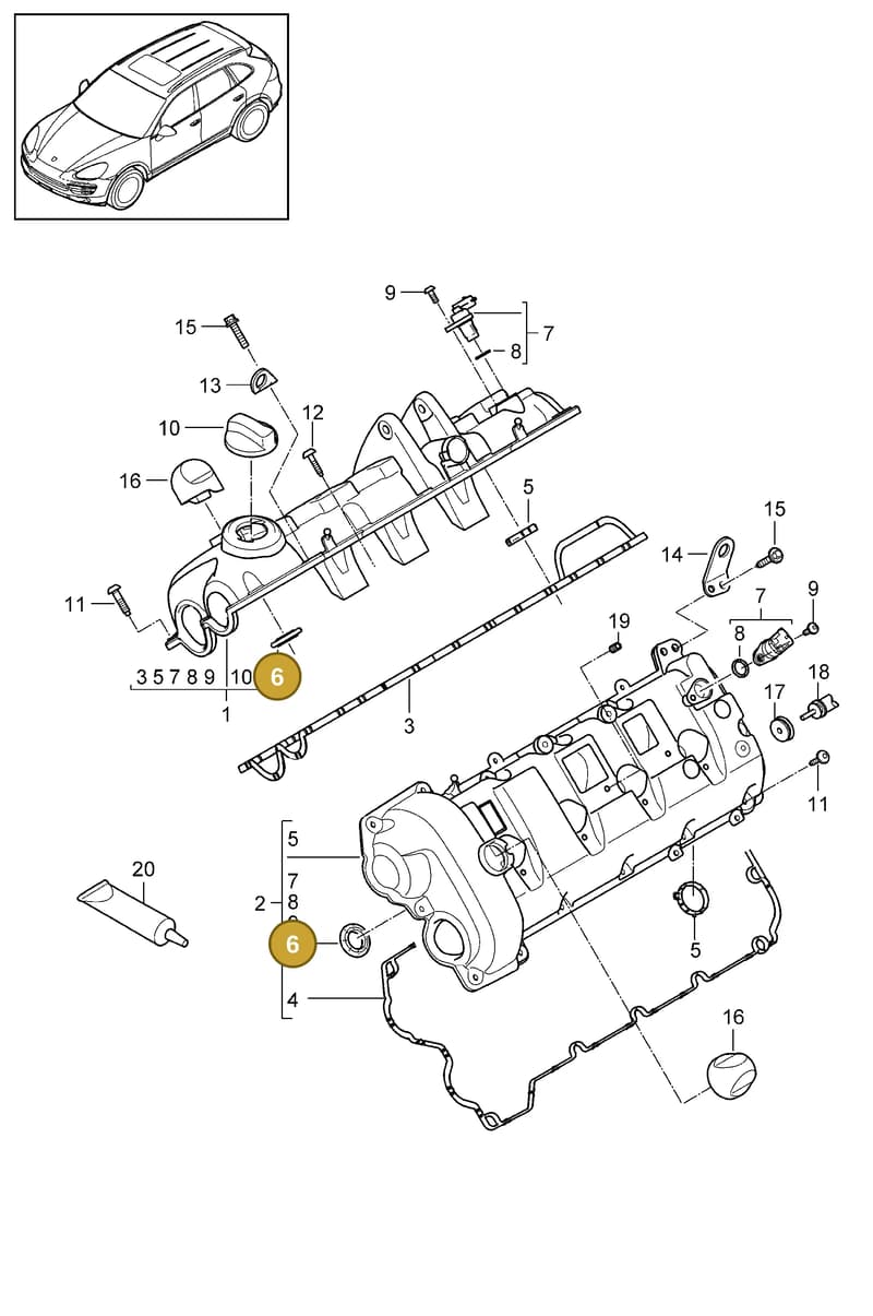 95810448510 — Porsche Cayenne (2010-2018) diagram p37103020, position 6