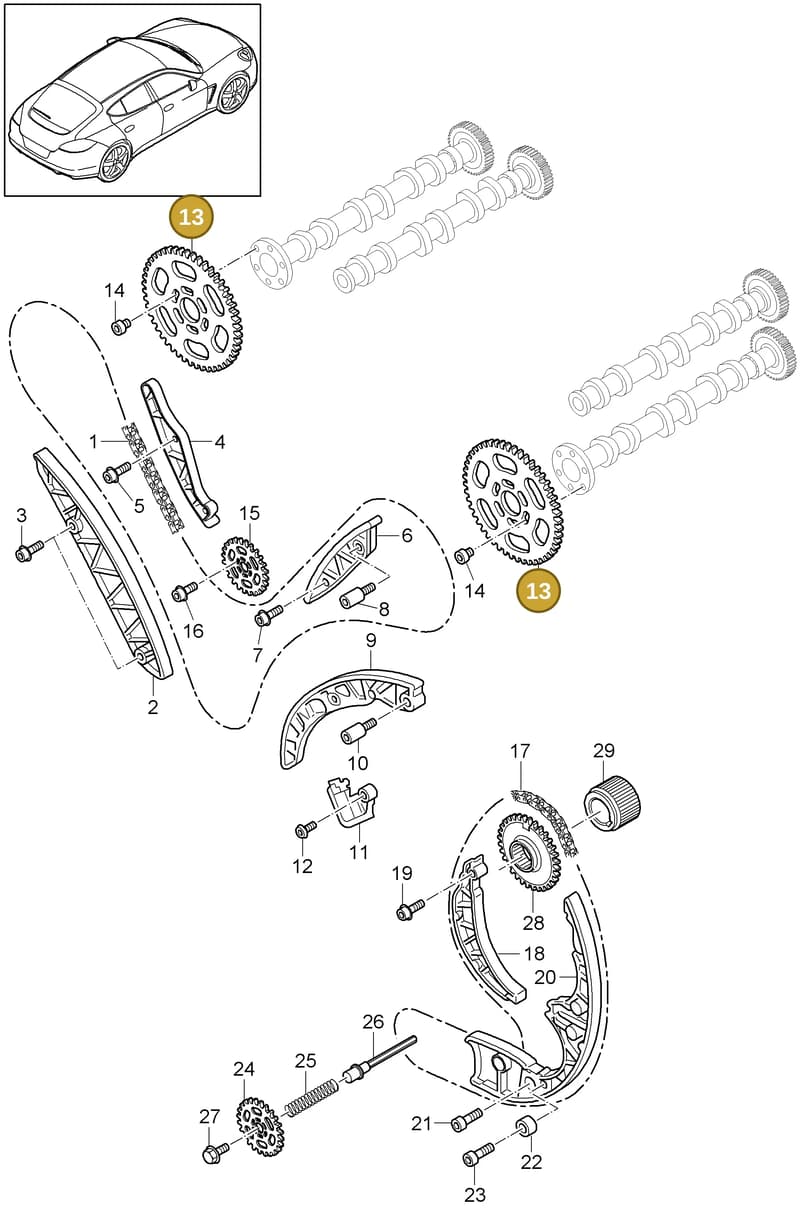 95810518110 — Porsche Panamera (2009-2016) diagram p35103080, position 13