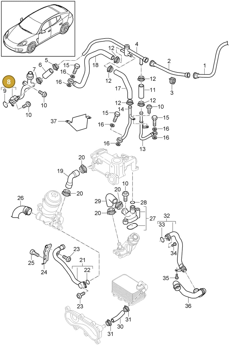 95810606500 — Porsche Panamera (2009-2016) diagram p35105070, position 8