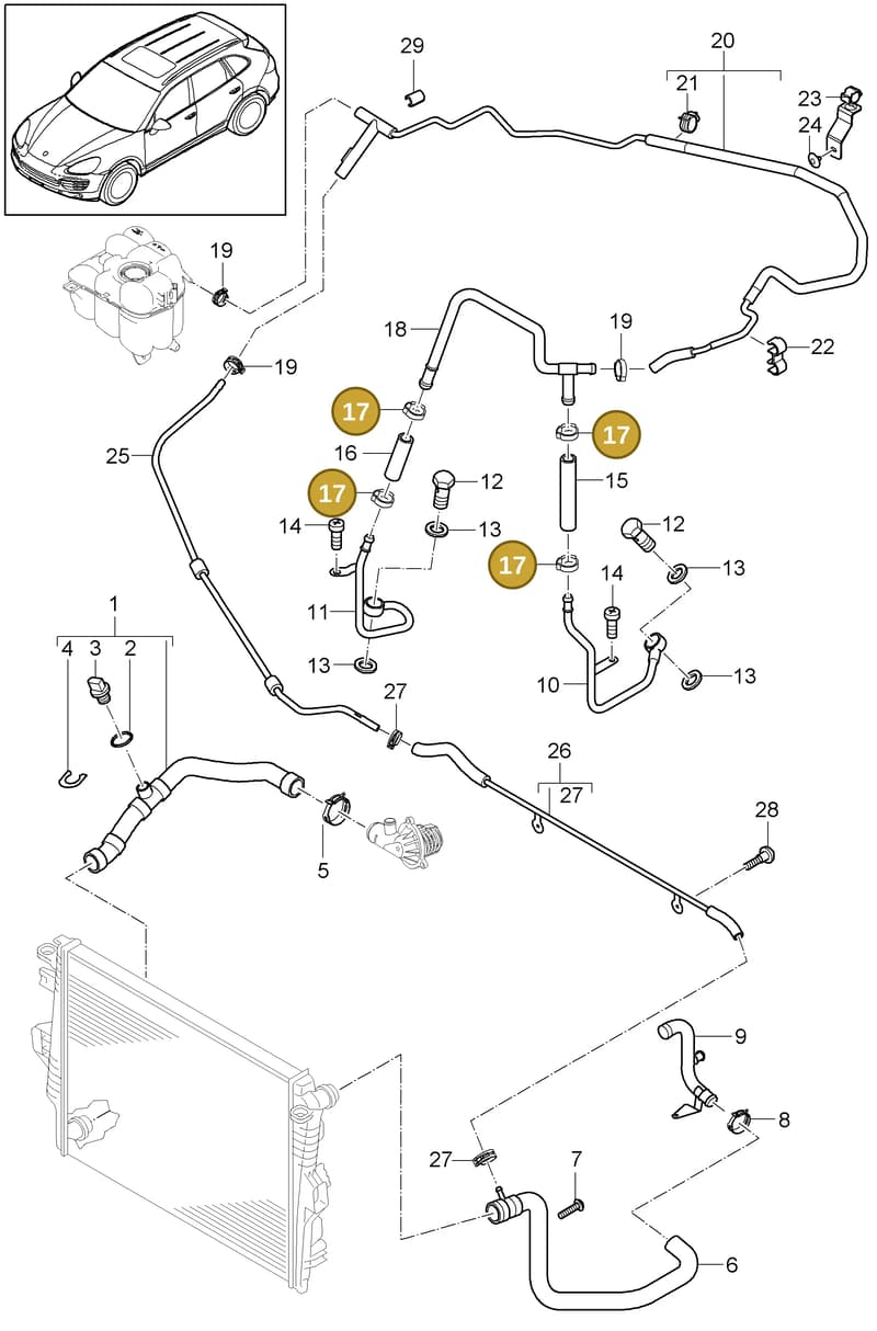 95810606500 — Porsche Cayenne (2010-2018) diagram p37105050, position 17
