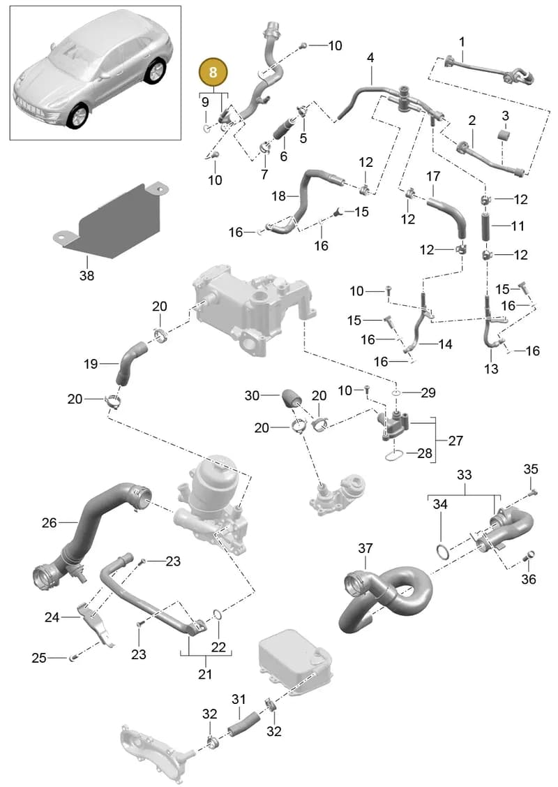 95810606500 — Porsche Macan (2013-2018) diagram p44105070, position 8