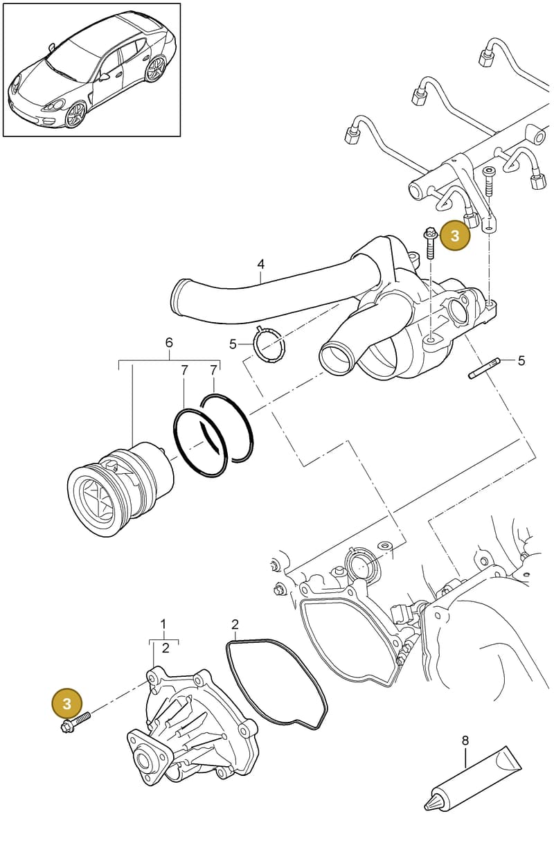 95810609100 — Porsche Panamera (2009-2016) diagram p35105000, position 3