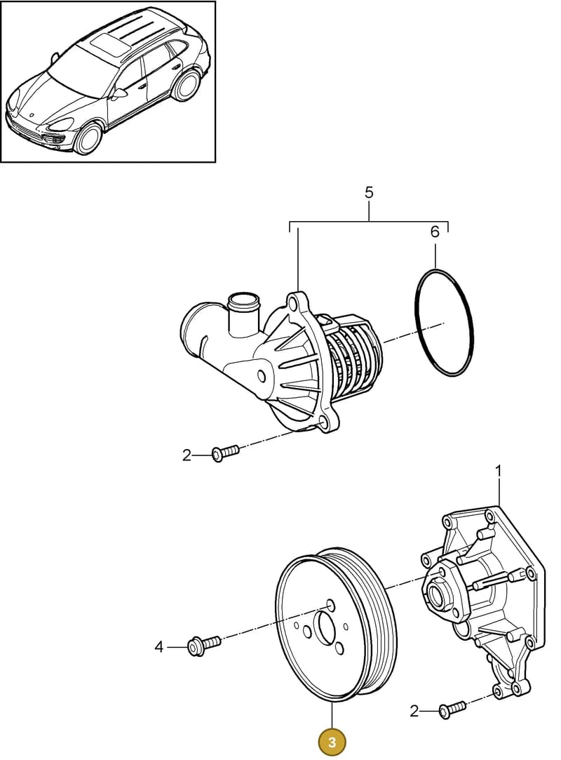 95810609100 — Porsche Cayenne (2010-2018) diagram p37105010, position 3