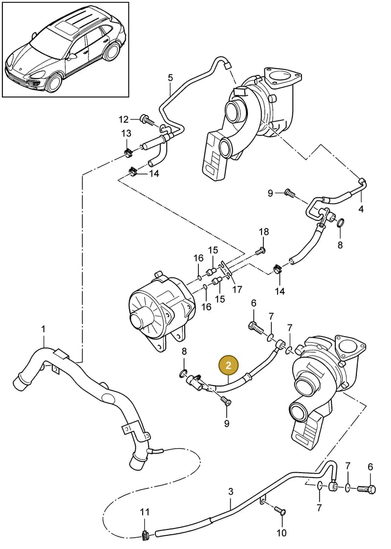 95810623700 — Porsche Cayenne (2010-2018) diagram p37202090, position 2
