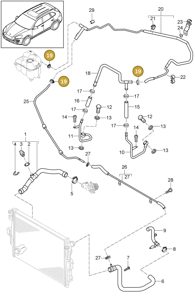 95810625106 — Porsche Cayenne (2010-2018) diagram p37105050, position 19