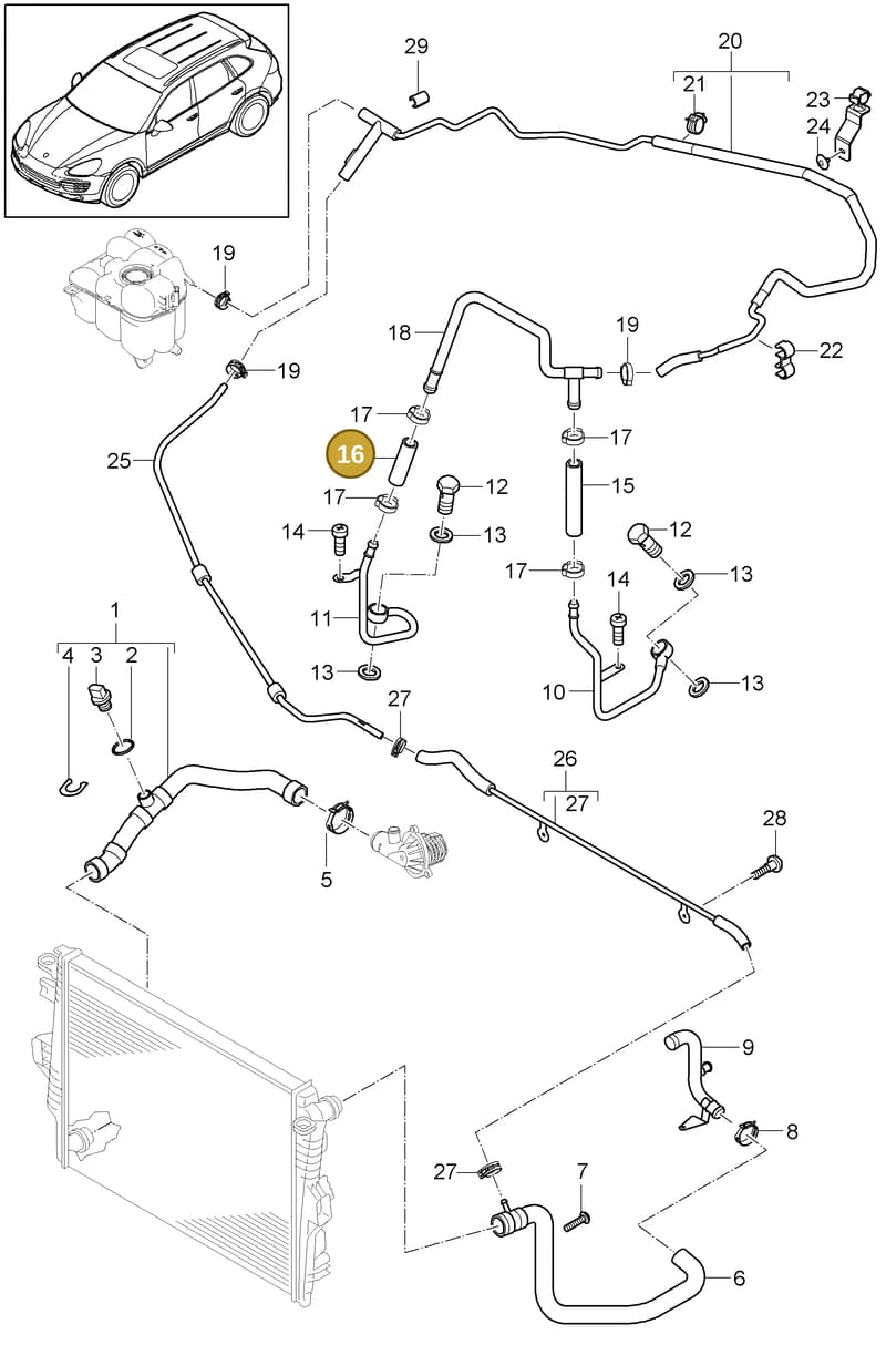95810625600 — Porsche Cayenne (2010-2018) diagram p37105050, position 16
