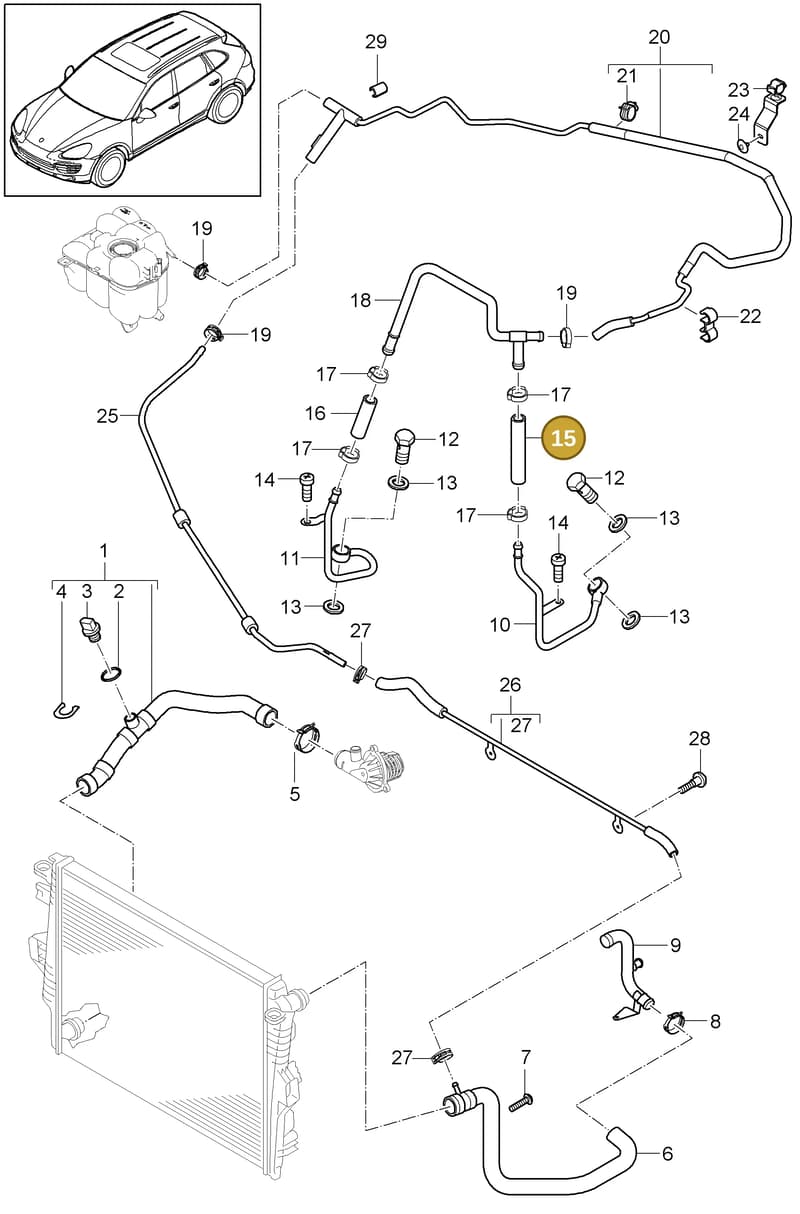 95810626900 — Porsche Cayenne (2010-2018) diagram p37105050, position 15