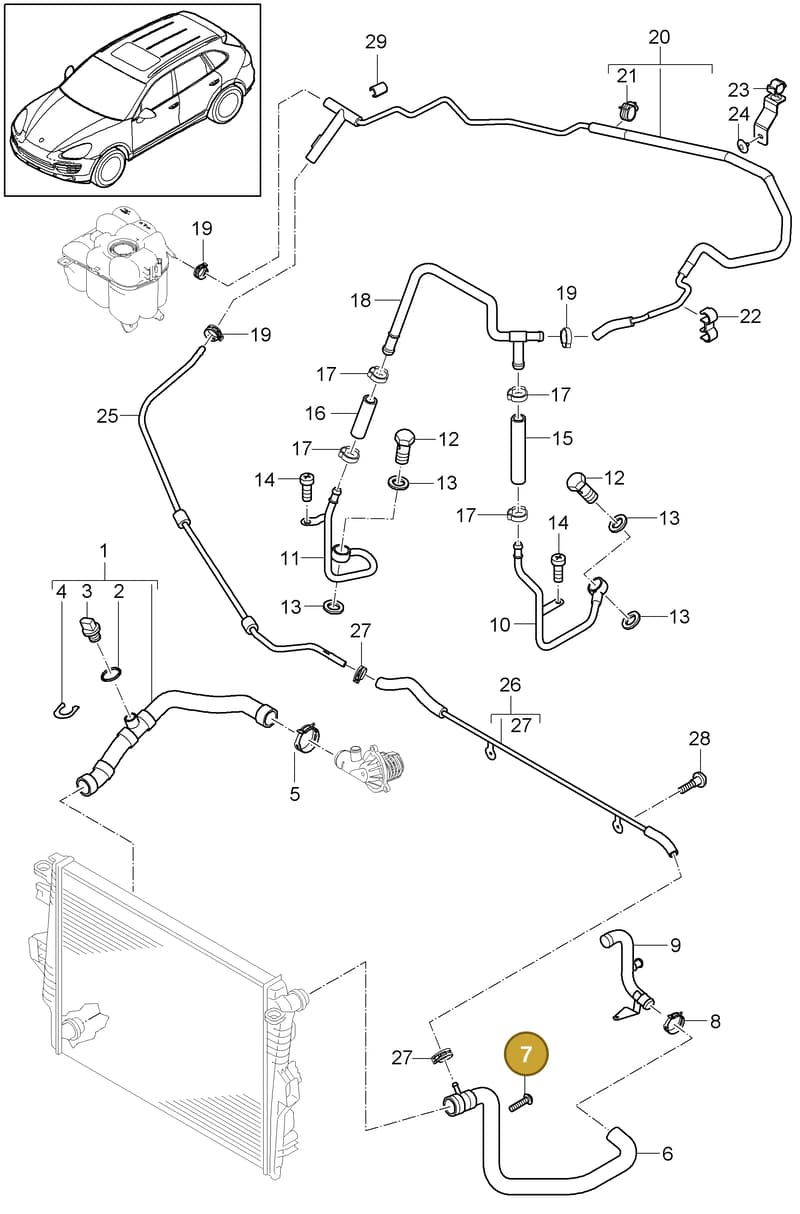 95810627001 — Porsche Cayenne (2010-2018) diagram p37105050, position 7