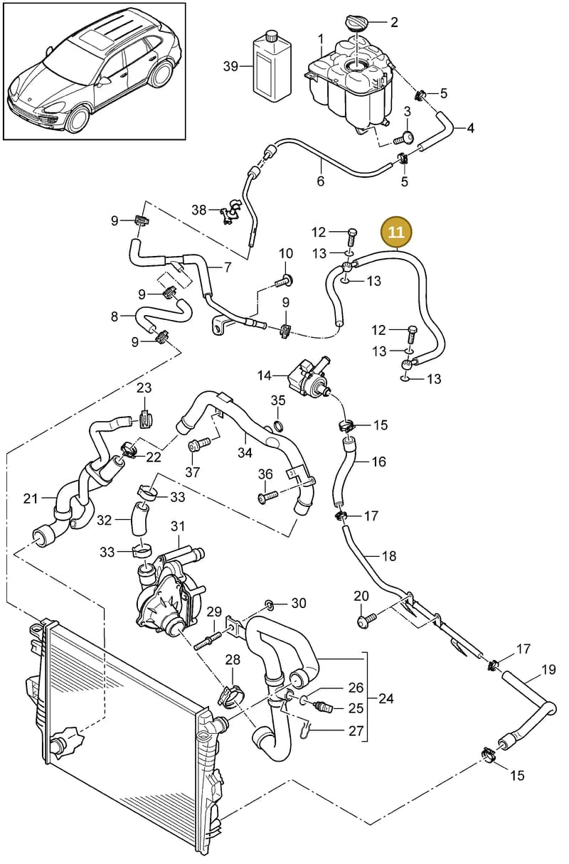 95810630300 — Porsche Cayenne (2010-2018) diagram p37105070, position 11