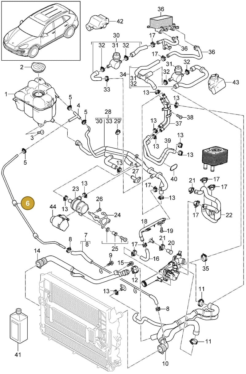 95810631011 — Porsche Cayenne (2010-2018) diagram p37105040, position 6