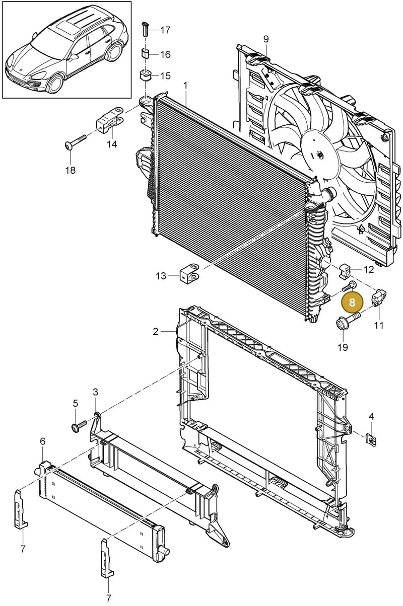 95810631040 — Porsche Cayenne (2010-2018) diagram p37105030, position 8