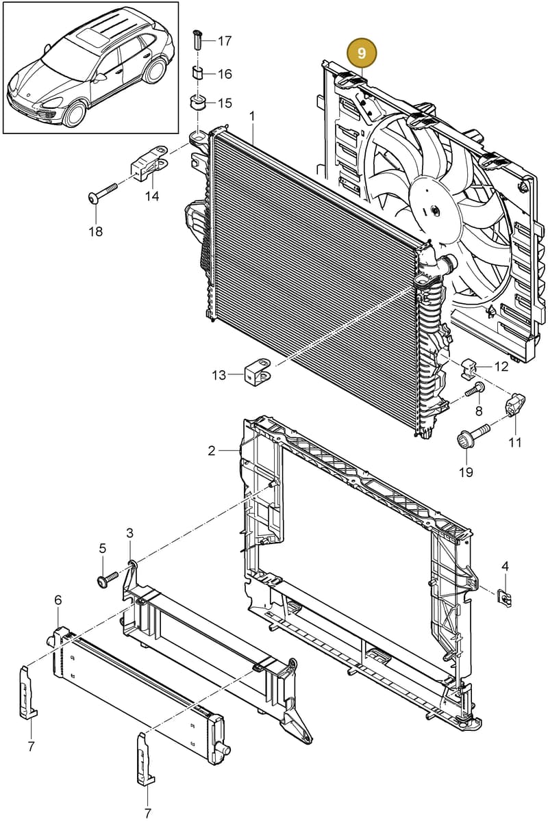 95810631101 — Porsche Cayenne (2010-2018) diagram p37105030, position 9