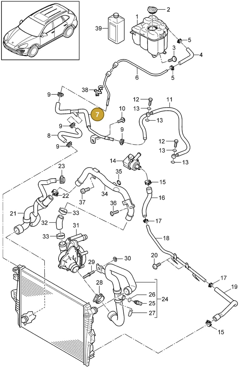 95810631120 — Porsche Cayenne (2010-2018) diagram p37105070, position 7