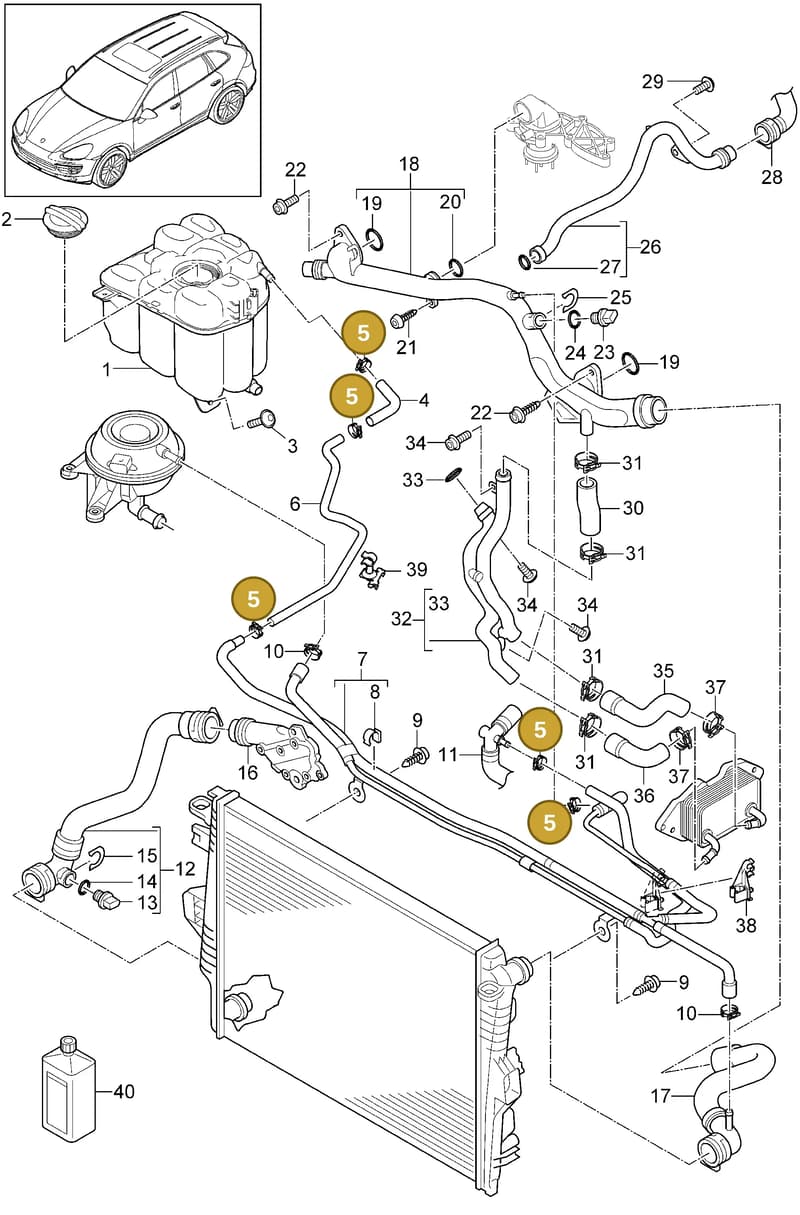 95810635640 — Porsche Cayenne (2010-2018) diagram p37105060, position 5
